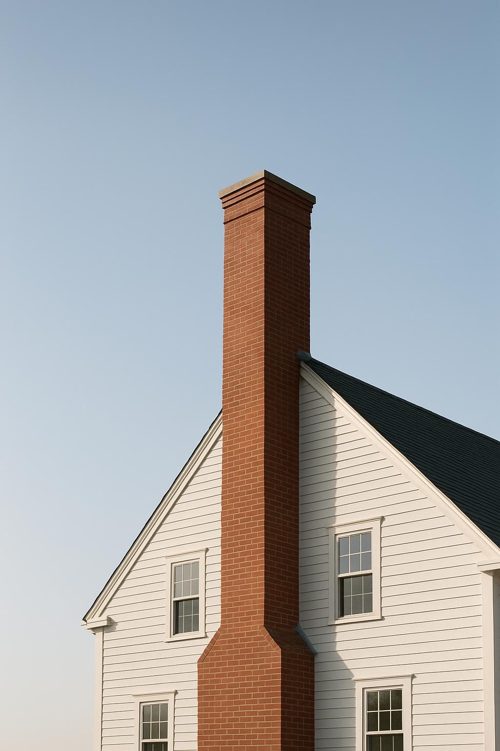 Brick chimney on a colonial house (illustration)